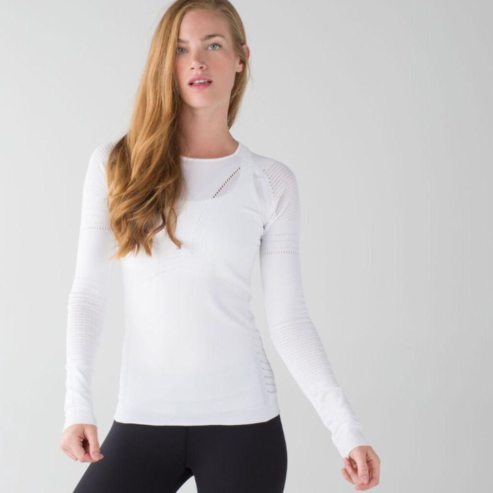 Lululemon Light Speed Long Sleeve in White - Size 8